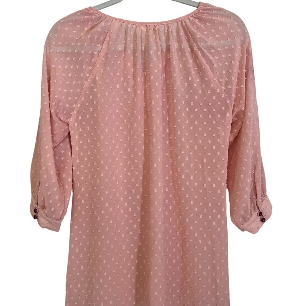 Matilda Jane Women's Sheer Swiss Dot Tunic Pullover Blouse, Small, Light Pink - Picture 2 of 7